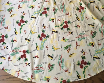 Vintage Mexican Circle Skirt - Las Novidades - Cities of Mexico - 50s Circle Skirt