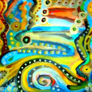 Under the Sea Giclee Print: Abstract Sea Life Art by Robert Maitland (8x10)
