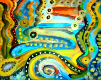 Under the Sea Giclee Print: Abstract Sea Life Art by Robert Maitland (8x10)