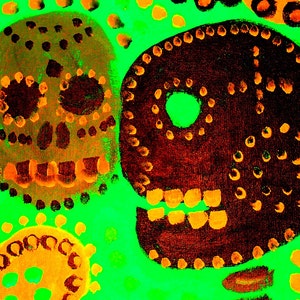 Fine Art Giclee Print, Sugar Skulls, Day of the Dead, Mexican, Skulls, Acrylic Painting by Robert Maitland, Archival Print, 8 X 10