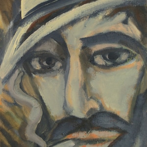 Portrait of bearded Man With Panama Hat, Fine Art Giclee Print, Mustache, Cigarette Smoke, Latino, 8 X 10 Museum Quality