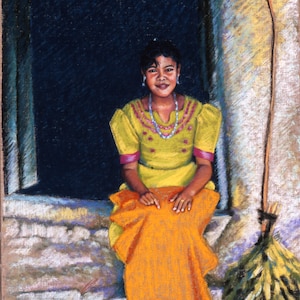Honduran Girl Fine Art Giclee Print, Art Print, Young Girl, Honduras, Portrait, Figure, Pastel Painting By Jan Maitland