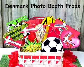 World Cup DENMARK soccer photo booth props - the ultimate fan accessory -  2018 FIFA Soccer Championship in Russia - support Danmark
