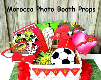 World Cup Morocco soccer photo booth props- the ultimate fan accessory- 2018 FIFA soccer Championship Russia- support المغرب