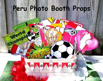 World Cup PERU soccer photo booth props - the ultimate fan accessory -  2018 FIFA Soccer Championship in Russia - support Perú - fútbol