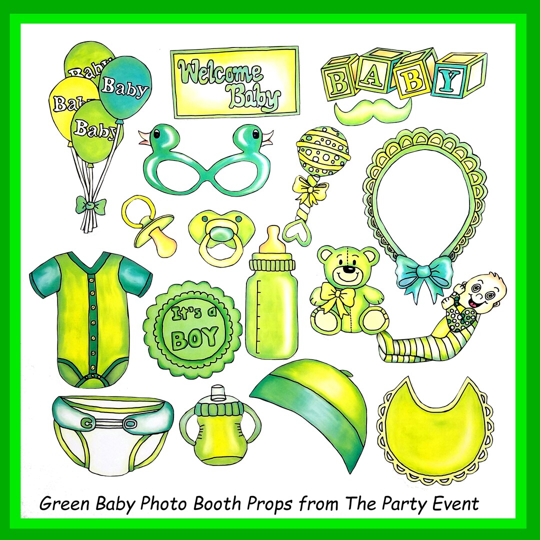 Baby Boy or Girl Photo Booth Props in Green Perfect for a Etsy