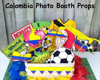 World Cup COLOMBIA soccer photo booth props - the ultimate fan accessory -  2018 FIFA Soccer Championship in Russia - support Colombia