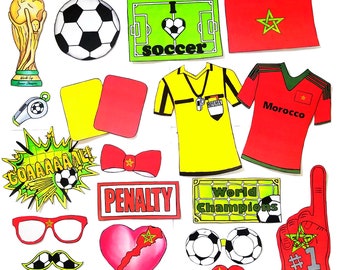 World Cup Morocco soccer photo booth props- the ultimate fan accessory- 2018 FIFA soccer Championship Russia- support المغرب