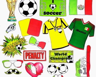 World Cup MEXICO soccer photo booth props - the ultimate fan accessory -  2018 FIFA Soccer Championship in Russia - support Méjico