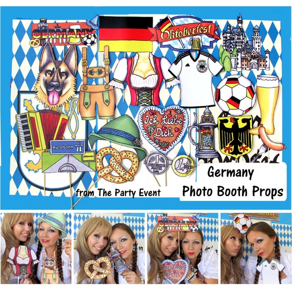 Germany photo booth props perfect for your own Octoberfest Party, to celebrate Germany and the German culture