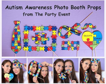 Autism Awareness Photo Booth Props - printable or ready made