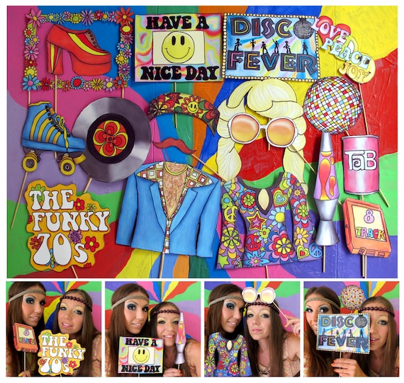 Seventies Photo Booth Props Perfect for a Throw Back 70s Theme