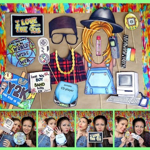 nineties photo booth props - perfect for a throw back 90s theme party or a crazy retro themed event