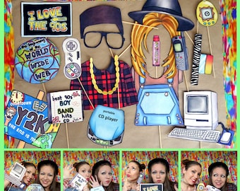 nineties photo booth props - perfect for a throw back 90s theme party or a crazy retro themed event