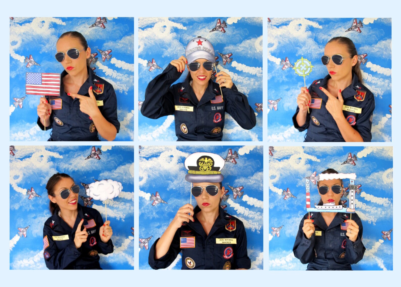Top Gun Inspired Fighter Pilot/navy Photo Booth Props Perfect for Your