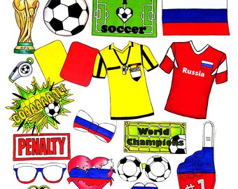 World Cup RUSSIA soccer photo booth props - the ultimate fan accessory -  2018 FIFA Soccer Championship in Russia - support Россия
