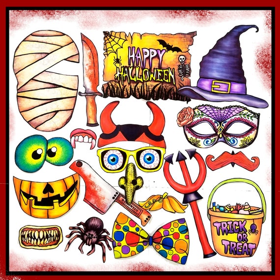 UPDATED creepy and scary Halloween photo booth props - perfect for your Halloween bash or your scary party or costume party