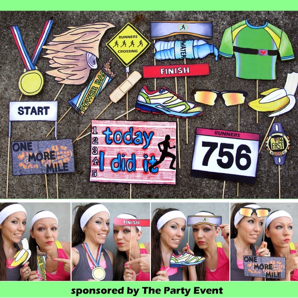 Running race photo booth props perfect for your pre-run party or after run party or just to celebrate running