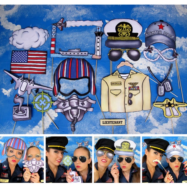 Top Gun inspired - Fighter Pilot/Navy photo booth props - perfect for your movie themed party or navy themed bash