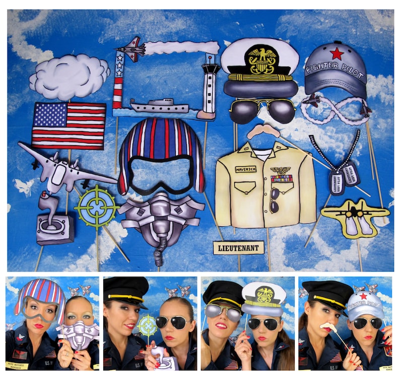 Top Gun Inspired Fighter Pilotnavy Photo Booth Props Etsy