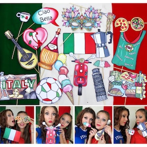 Italy Photo Booth Props - perfect for your Italian party, to celebrate the Italian heritage and culture or if you just love Italia
