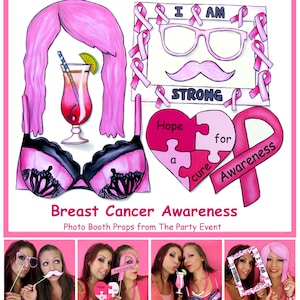 Breast Cancer Awareness Photo Booth Props - printable or ready made