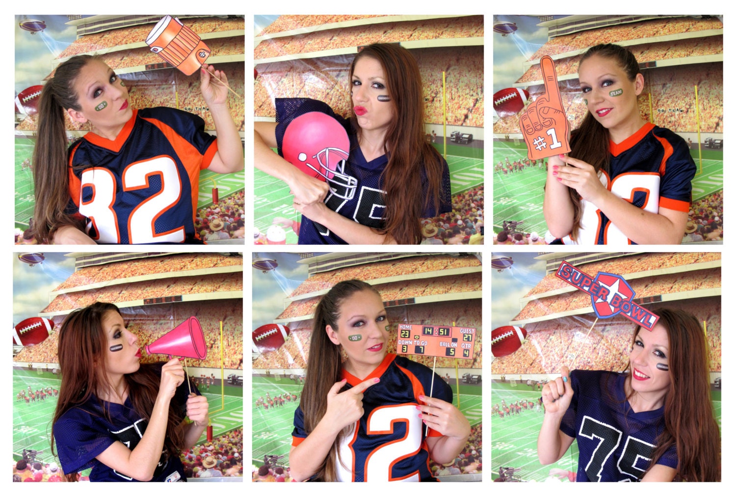 Football And/or Super Bowl Photo Booth Props Perfect for Your Tailgate Party or the Big Game Day