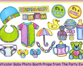 cute baby photo booth props multicolor - perfect for a baby shower or a welcome party for your bundle of joy