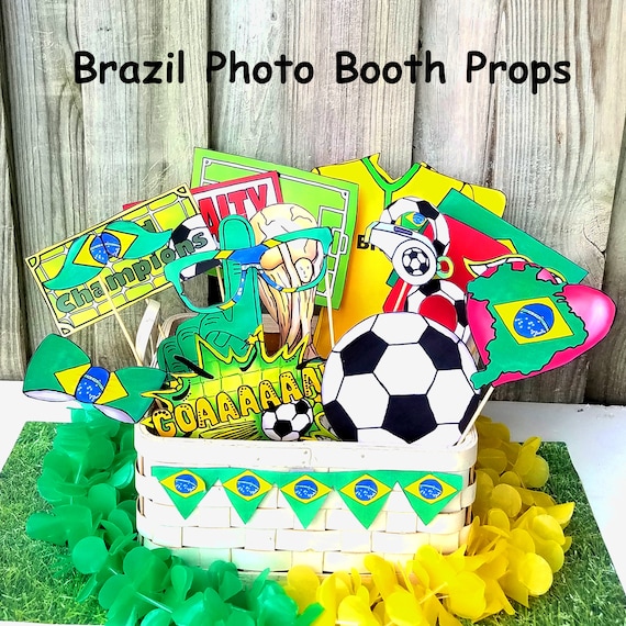 World Cup BRAZIL soccer photo booth props - the ultimate fan accessory -  2018 FIFA Soccer Championship in Russia - support Brasil