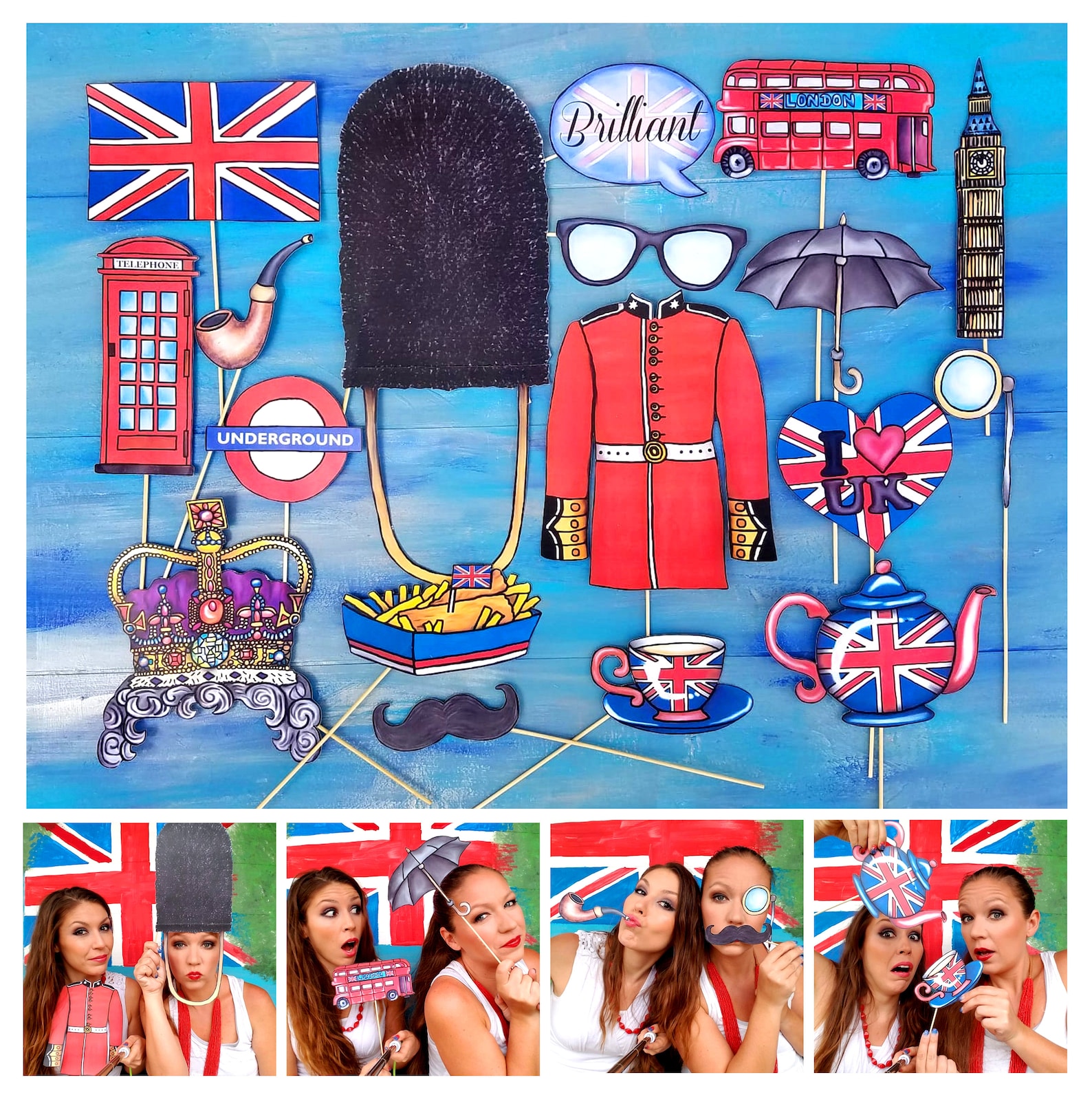England/ UK Photo Booth Props Perfect for Your English Tea Party, to
