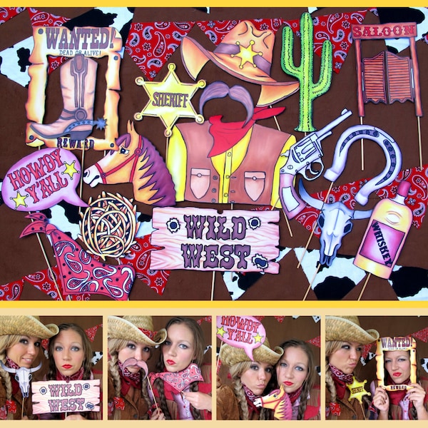 Cowboy/Cowgirl Western  photo booth props, perfect for your Wild West Adventure or your Western rodeo party