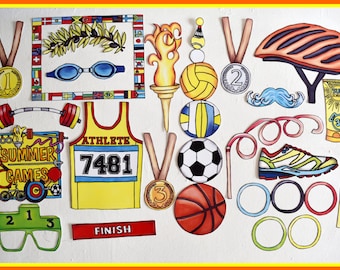 READY MADE Olympic Inspired summer games photo booth props -for your Olympic Games summer party or to celebrate your nation or favorite team