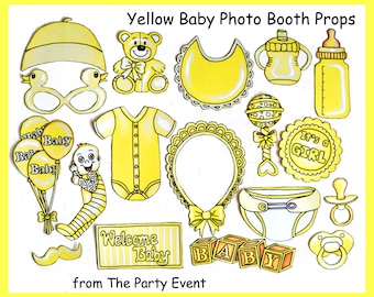 Baby Girl or Boy photo booth props in yellow - perfect for a baby shower or a welcome party for your bundle of joy - yeah, it's a girl/boy