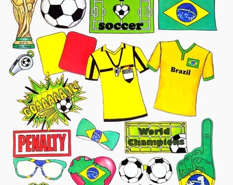 World Cup BRAZIL soccer photo booth props - the ultimate fan accessory -  2018 FIFA Soccer Championship in Russia - support Brasil