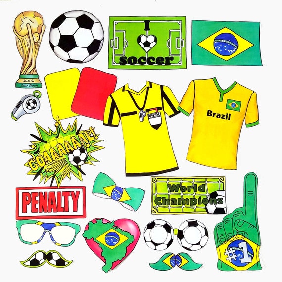 World Cup BRAZIL soccer photo booth props - the ultimate fan accessory -  2018 FIFA Soccer Championship in Russia - support Brasil