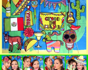 Cinco de Mayo/Mexican Fiesta photo booth props perfect to spice up your fiesta/party or Mexican celebration