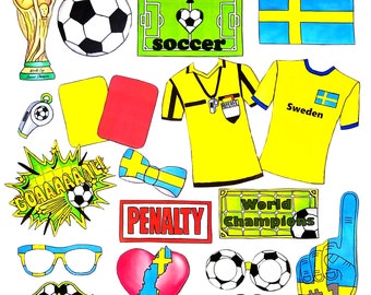 World Cup SWEDEN soccer photo booth props - the ultimate fan accessory -  2018 FIFA Soccer Championship in Russia - support Sverige