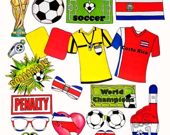 World Cup COSTA RICA  soccer photo booth props - the ultimate fan accessory -  2018 FIFA Soccer Championship in Russia - support Costa Rica