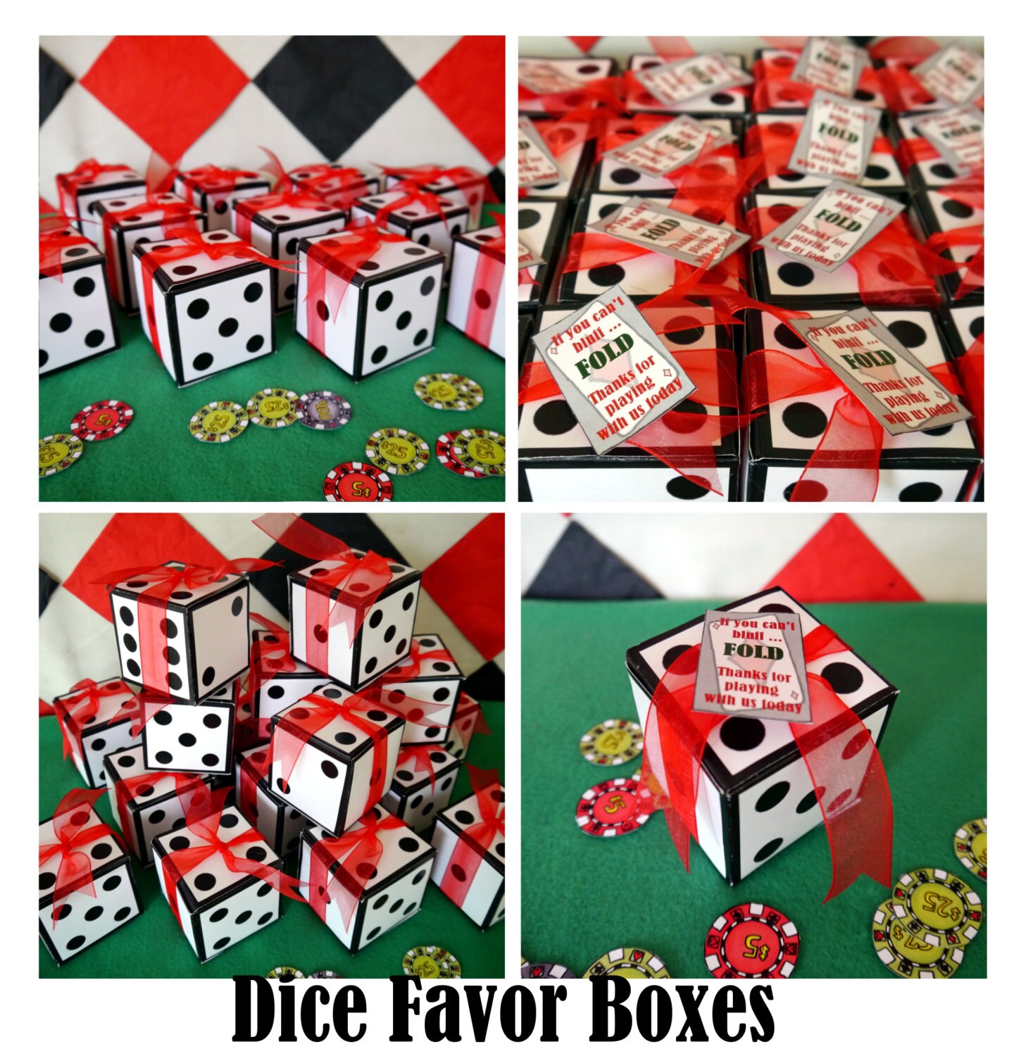 Dice Favor Box or Invitation Box Perfect for a Casino Poker Party or