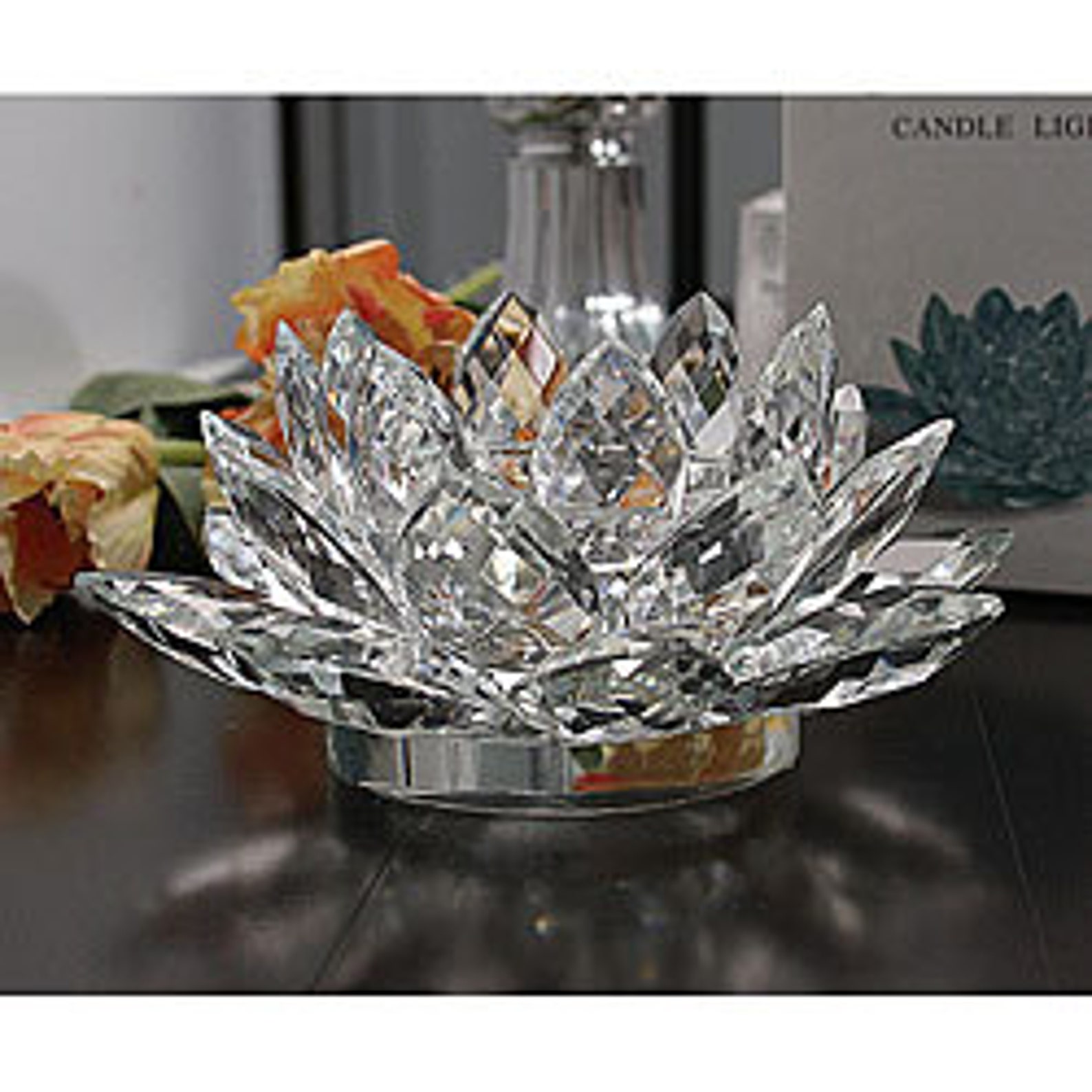Vintage Shannon Crystal Lotus Candle Holder Hand Made Etsy