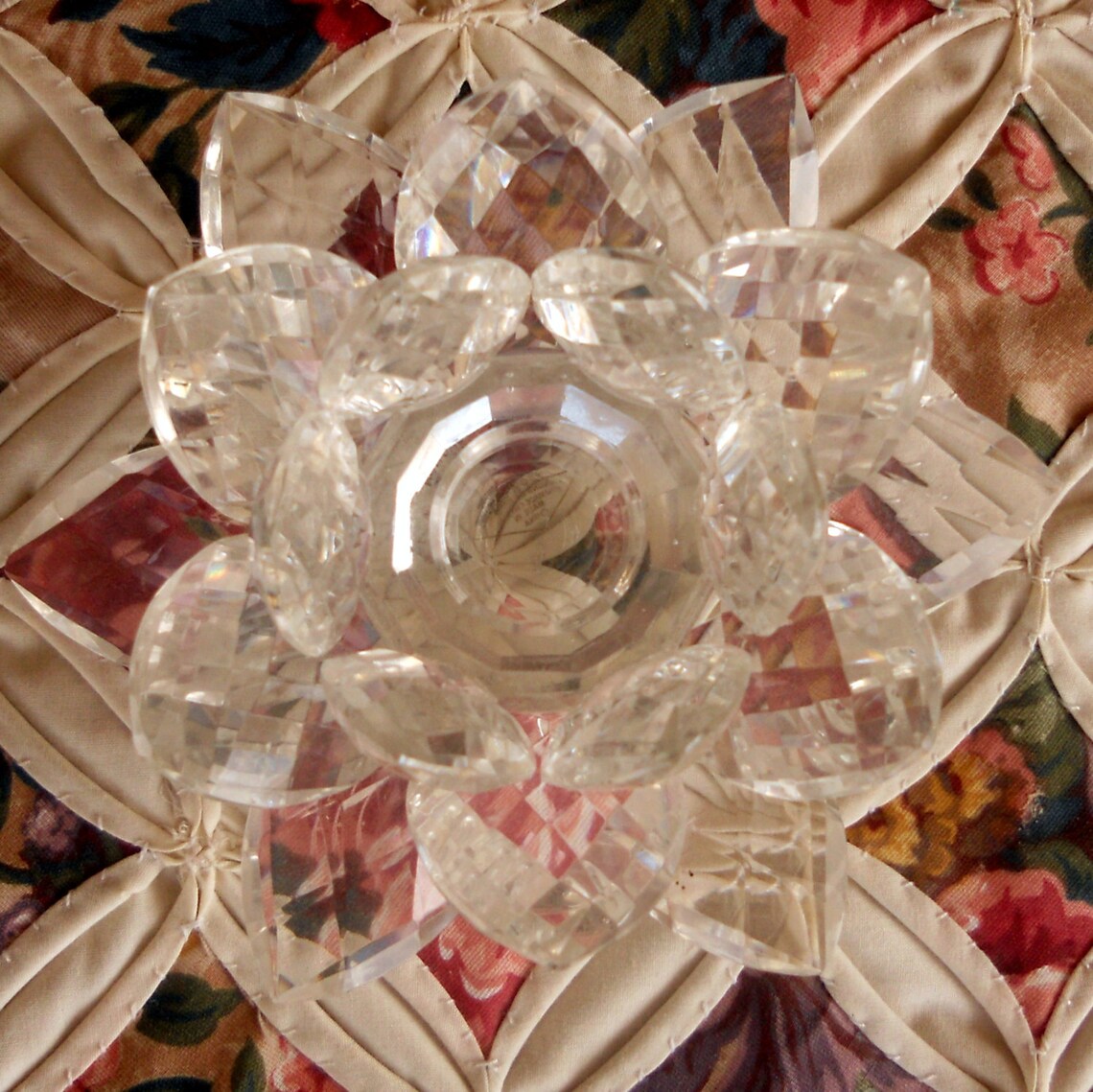 Vintage Shannon Crystal Lotus Candle Holder Hand Made Etsy