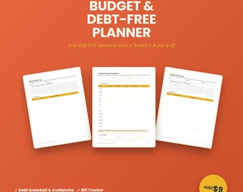 Budget Planner Printable, Debt Payoff Tracker, Debt Snowball Spreadsheet, Monthly Budget Template, Editable PDF + Excel, Undated