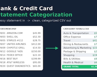 Bank Statement Categorization Service - Custom Transaction Organizer CSV