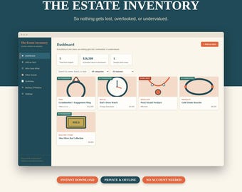 The Estate Inventory – Jewelry, Watch & Other Valuables Collection Tracker