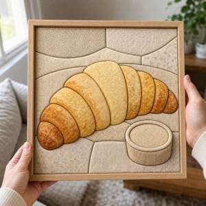 Kinusaiga Croissantmönster PDF | Kaffe Frukost Tyg Mosaik Mall | Utskrivbar Ingen Sy Hantverk Digital Nedladdning