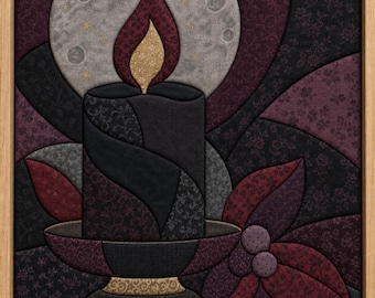 Candle and Holly Kinusaiga Pattern PDF, Beginner Printable Kit, Advent No-Sew Fabric Art Template, SVG