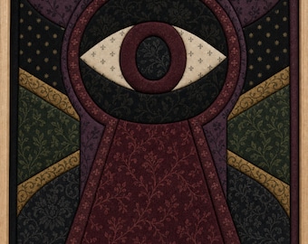 Kinusaiga Eye in Keyhole Pattern, Beginner No-Sew Fabric Art Template (PDF)