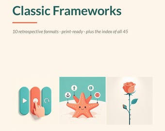 Formatos clásicos de retrospectiva / 10 plantillas imprimibles para retrospectivas de sprint para Scrum Masters y equipos