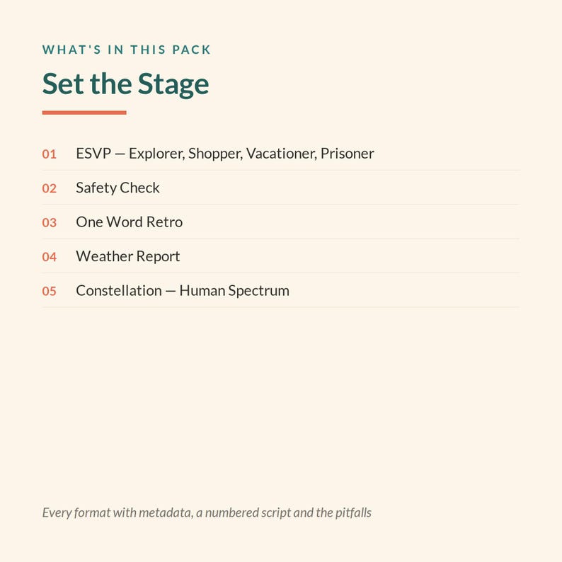 5 printable set the stage retrospective formats for agile teams