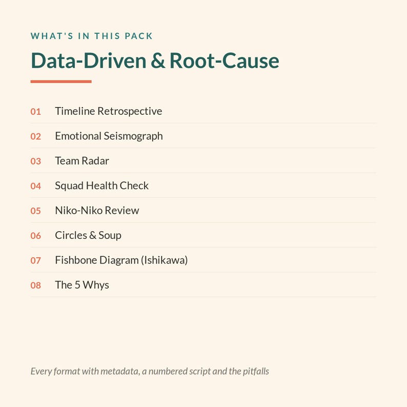 8 printable data-driven & root-cause retrospective formats for agile teams